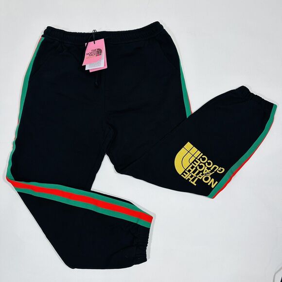 Gucci x The North Face XL Black Stripe Logo Print Sweatpants Jogger NWT $1600 - Picture 5 of 12